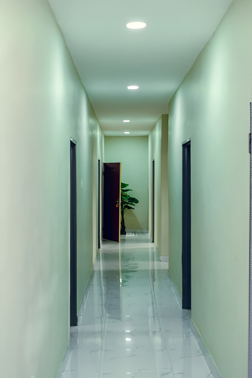 Corridor leading to the guest rooms